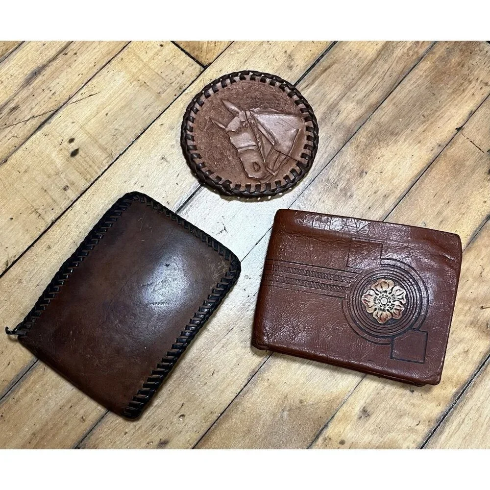 Vintage Leather Assortment Wallet X2 and Horse Art 🤠